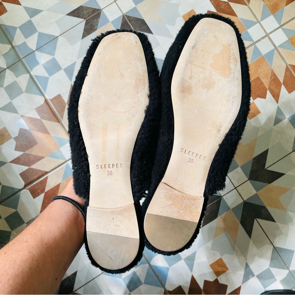 Sleeper Black Genuine Shearling Backless Slipper, EU 38 - Picture 8 of 9